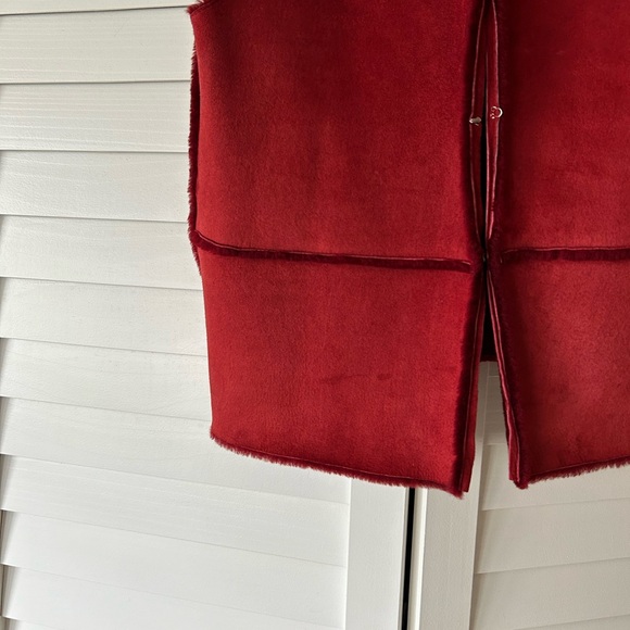 LUXE Brunello Cucinelli Shearling/Cashmere Cherry Red Vest Small Womens Suede - Picture 5 of 13
